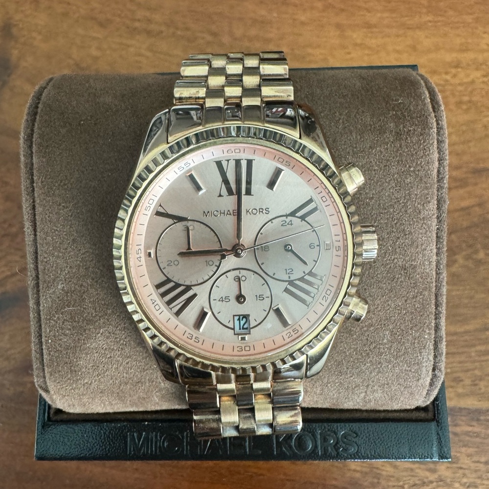 Michael Kors Chronograph Rose Gold-Tone Watch. Gently used. In Original Box